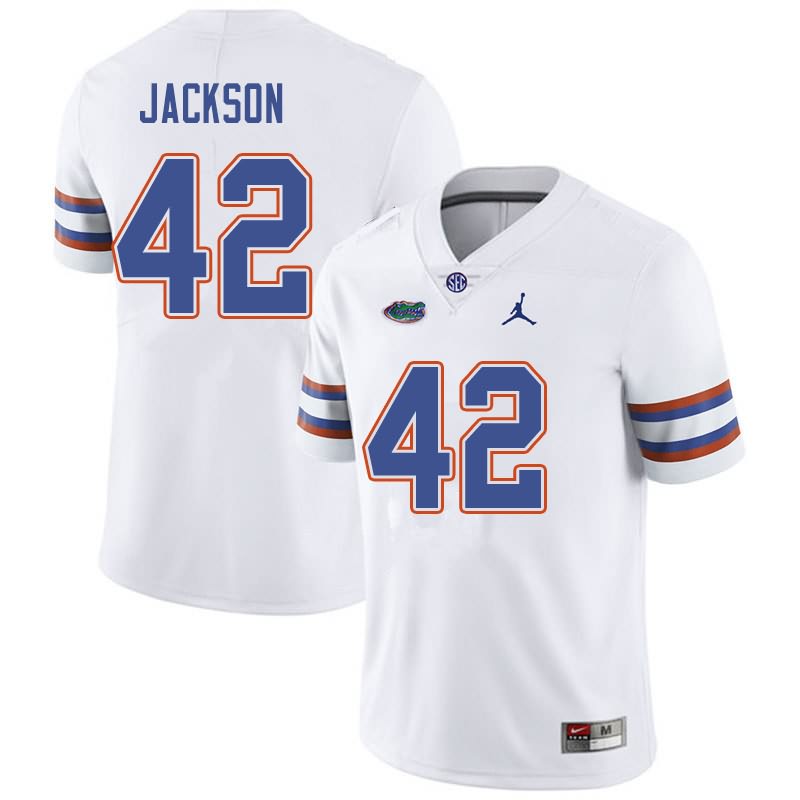 Men's NCAA Florida Gators Jaylin Jackson #42 Stitched Authentic Jordan Brand White College Football Jersey PQX6165UT
